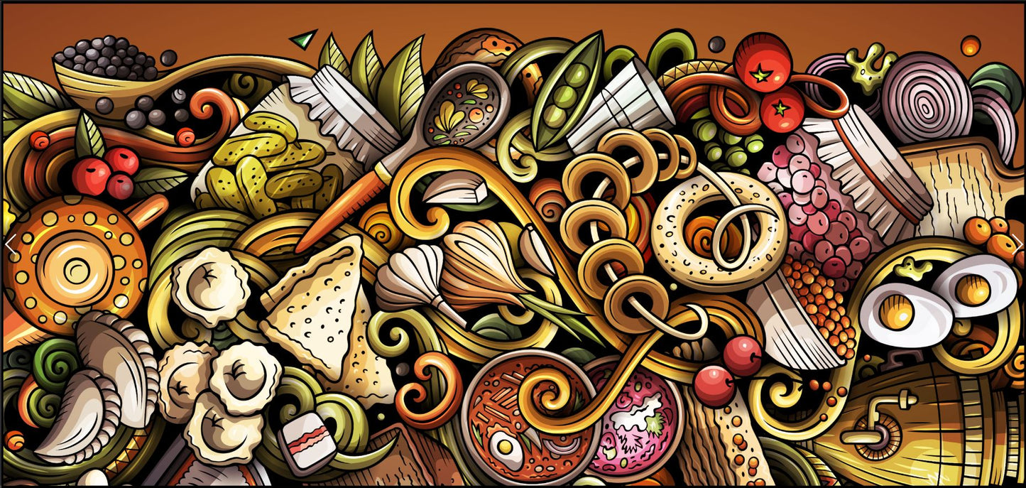 Panoramic Canvas Colorful Food & Shapes Design High Quality 100% Australian Made Wall Canvas Print Ready to Hang