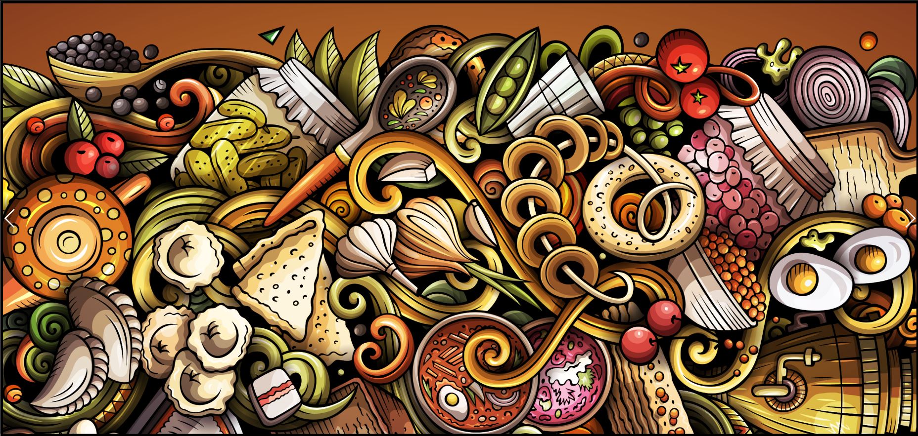 Panoramic Canvas Colorful Food & Shapes Design High Quality 100% Australian Made Wall Canvas Print Ready to Hang