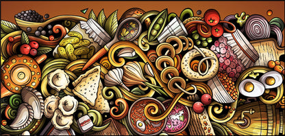 Panoramic Canvas Colorful Food & Shapes Design High Quality 100% Australian Made Wall Canvas Print Ready to Hang
