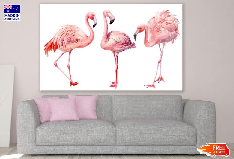 Flamingo Birds Watercolor Painting Print 100% Australian Made