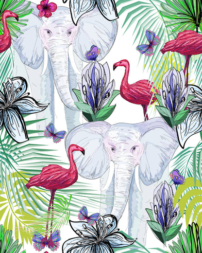 Elephants & Flamingo Birds Art Home Decor Premium Quality Poster Print Choose Your Sizes