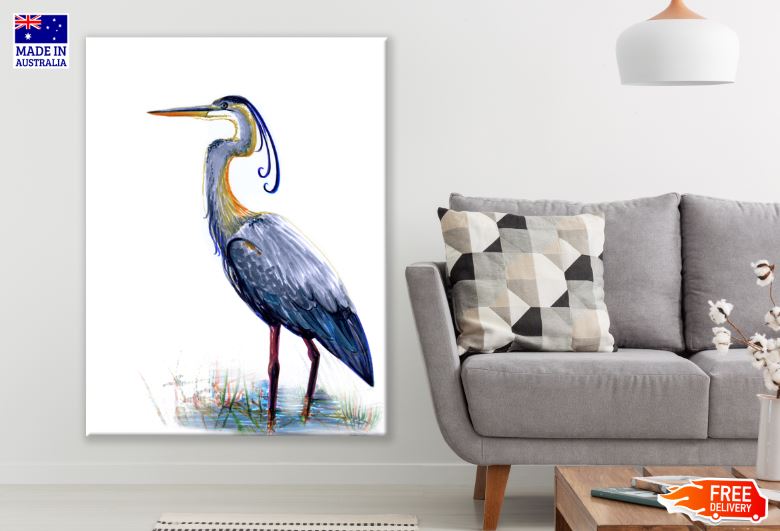 Grey Heron Watercolor Painting Print 100% Australian Made