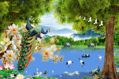 Birds on Lake Scenery Digital Art Print 100% Australian Made