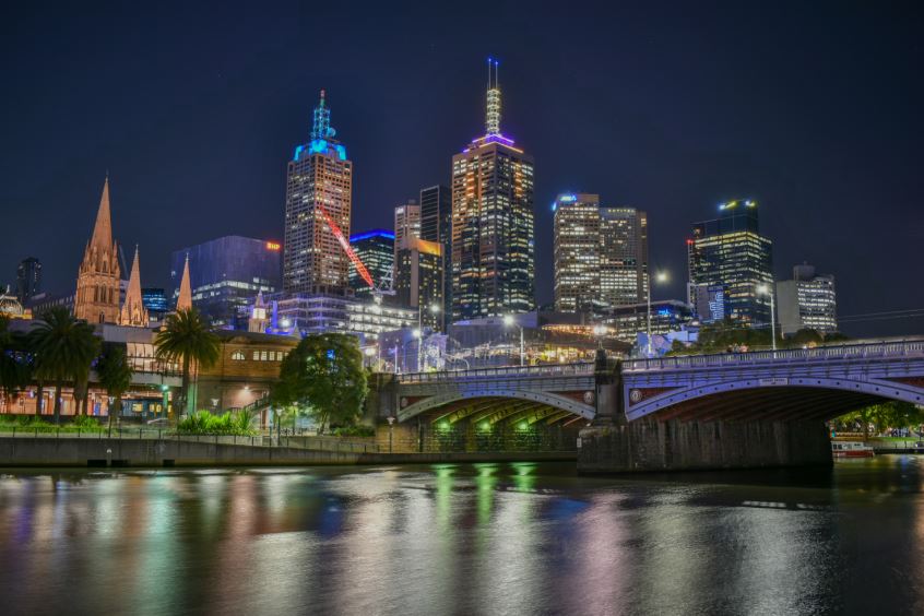 Melbourne City in Australia Night Scenery Photograph Print 100% Australian Made