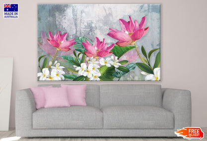 Pink Floral Oil Painting Print 100% Australian Made