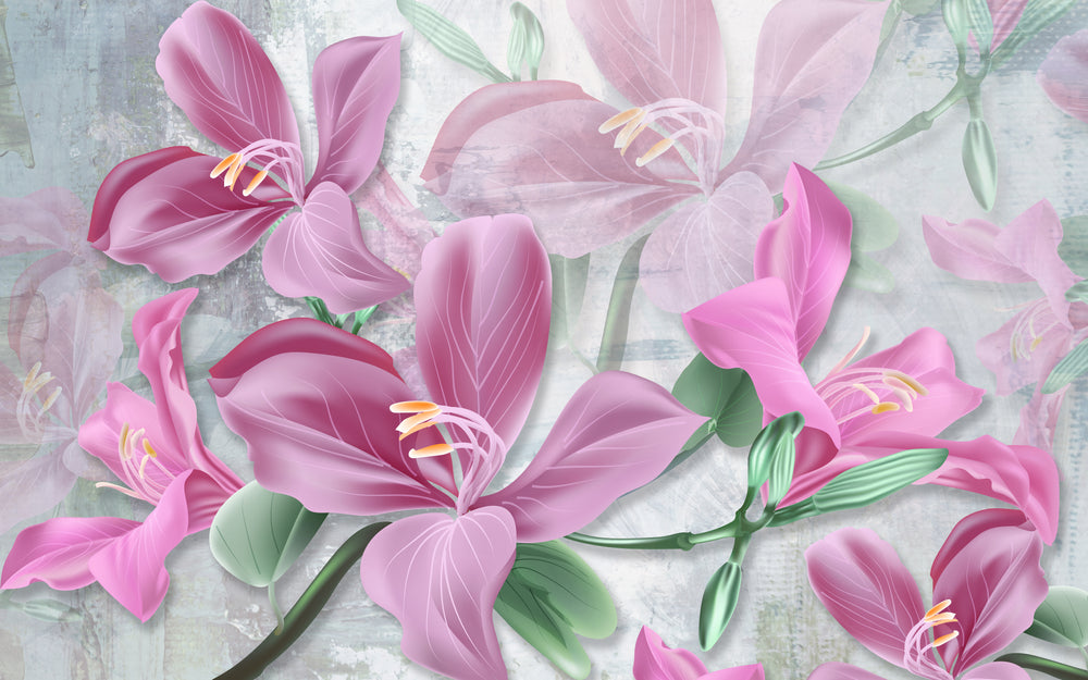 Pink Floral Digital Painting Print 100% Australian Made