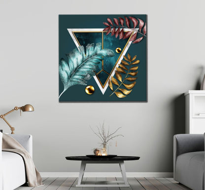 Square Canvas Leaves & Abstract Shapes Design High Quality Print 100% Australian Made