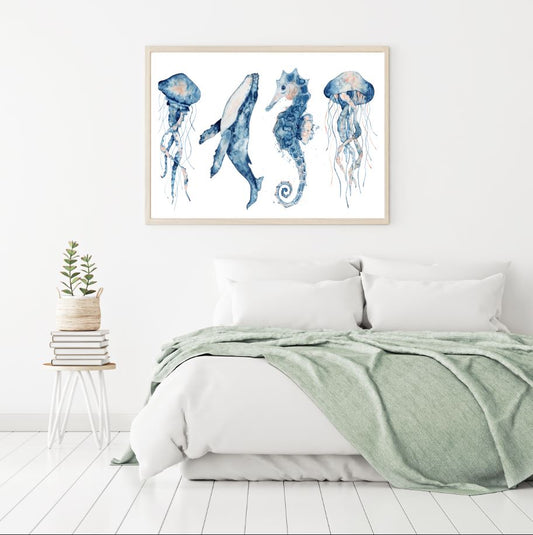 Sea Animals Watercolor Painting Home Decor Premium Quality Poster Print Choose Your Sizes