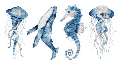 Sea Animals Watercolor Painting Print 100% Australian Made
