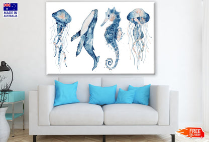 Sea Animals Watercolor Painting Print 100% Australian Made