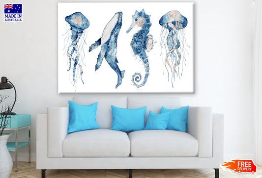 Sea Animals Watercolor Painting Print 100% Australian Made