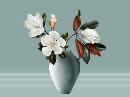 White Flower Vase 3D Design Home Decor Premium Quality Poster Print Choose Your Sizes