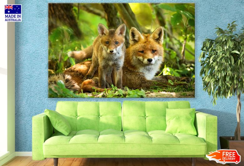 Fox & Cub Portrait Photograph Print 100% Australian Made
