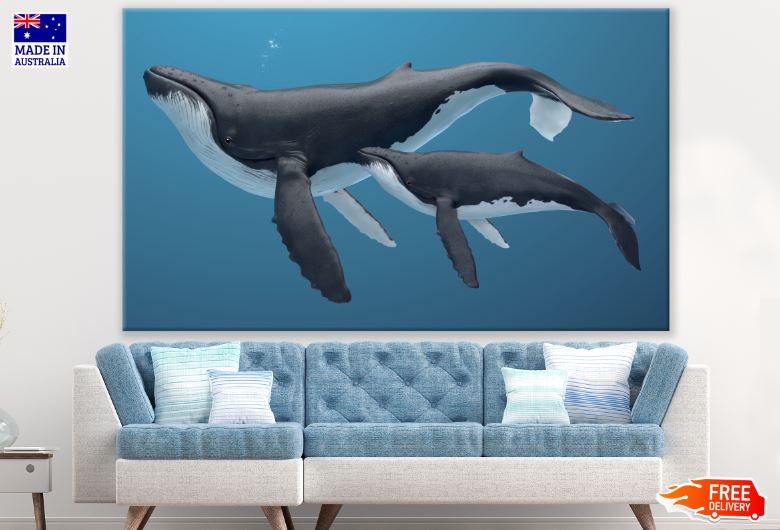 Whale & Baby Whale Painting Print 100% Australian Made