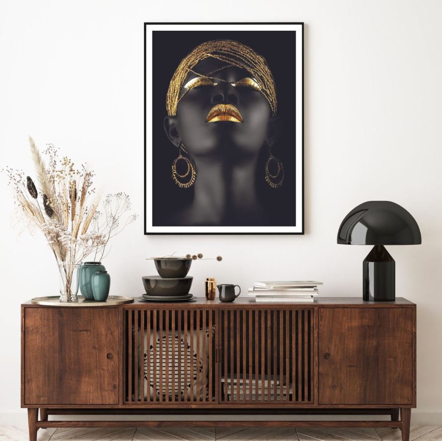 Black & Gold Woman Portrait View Home Decor Premium Quality Poster Print Choose Your Sizes