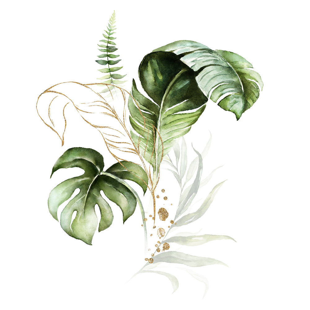 Square Canvas Leaves Watercolor Painting High Quality Print 100% Australian Made