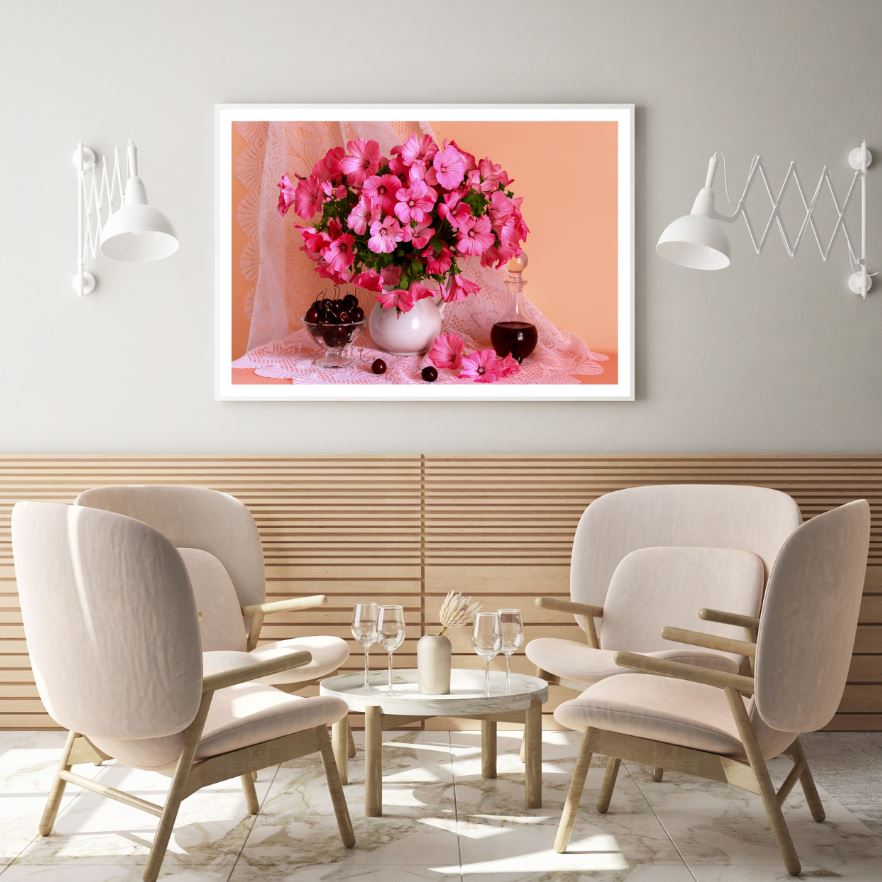 Pink Flower Vase Photograph Home Decor Premium Quality Poster Print Choose Your Sizes