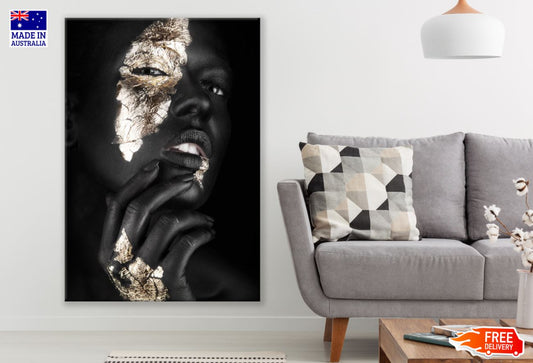 Girl Face Black & Gold Makeup Print 100% Australian Made