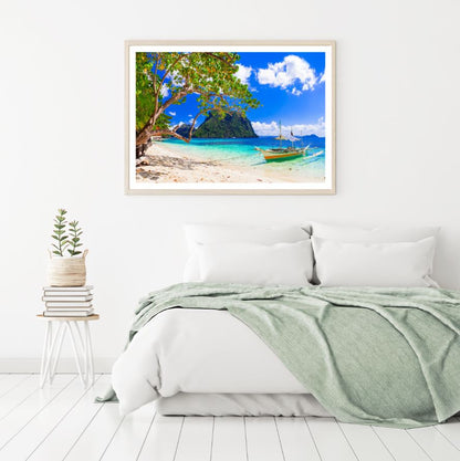Boat on Sea Scenery Photograph Home Decor Premium Quality Poster Print Choose Your Sizes