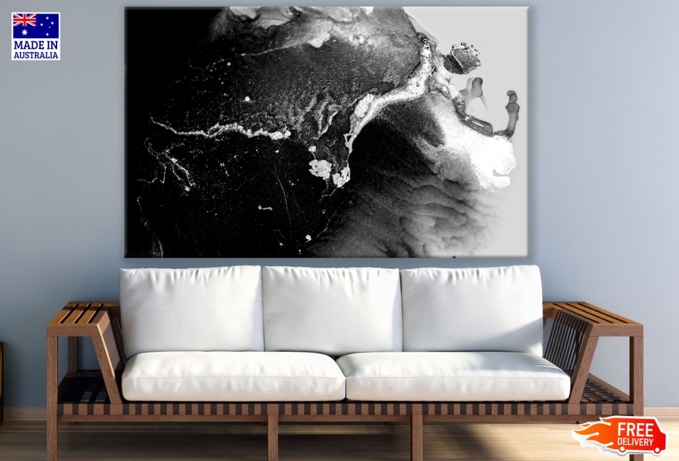 B&W Abstract Watercolor Painting Print 100% Australian Made