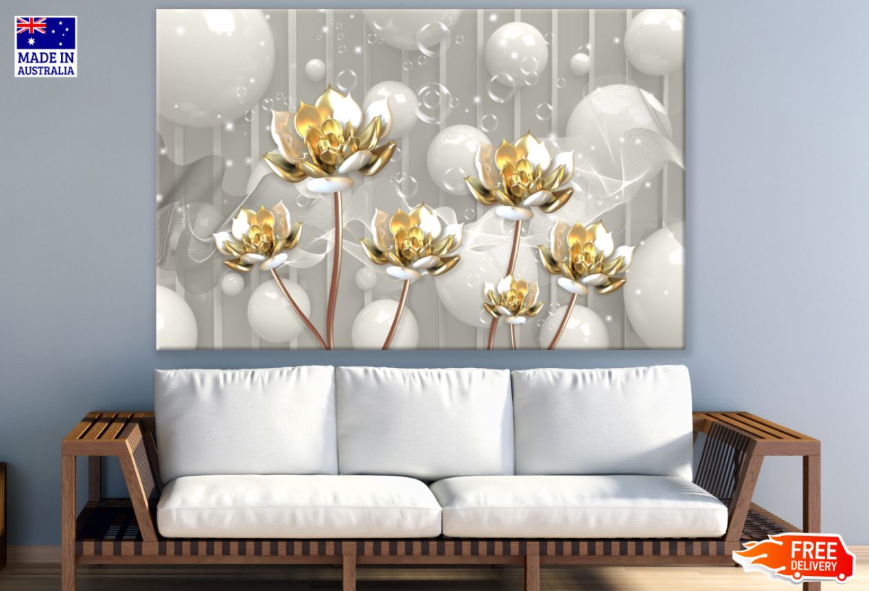 Lotus Flowers Abstract 3D Design Print 100% Australian Made