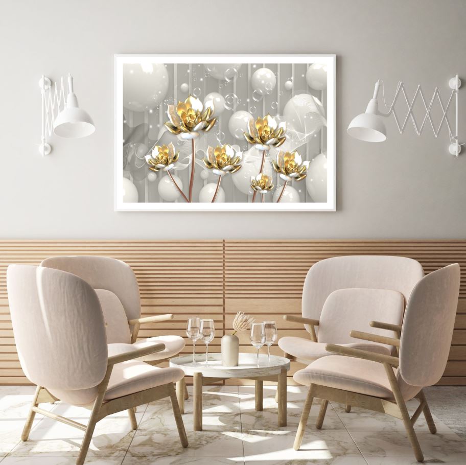 Lotus Flowers Abstract 3D Design Home Decor Premium Quality Poster Print Choose Your Sizes