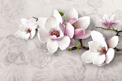 White & Pink Flowers 3D Design Home Decor Premium Quality Poster Print Choose Your Sizes