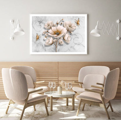 Flowers & Butterfly 3D Design Home Decor Premium Quality Poster Print Choose Your Sizes