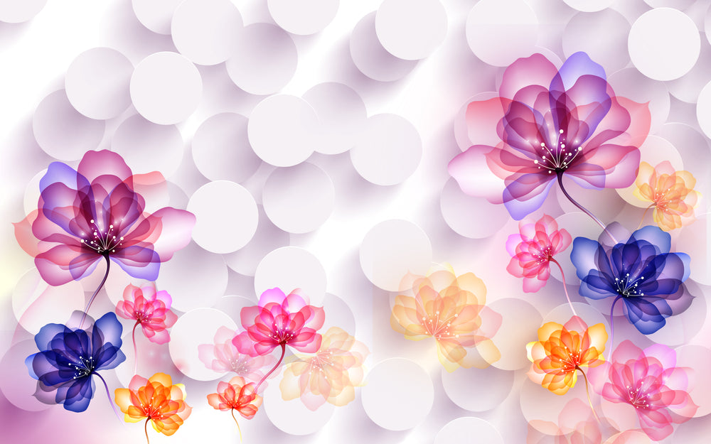 Colorful Flowers 3D Circle Design Print 100% Australian Made