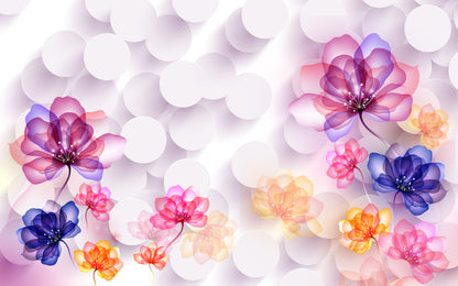 Colorful Flowers 3D Circle Design Print 100% Australian Made