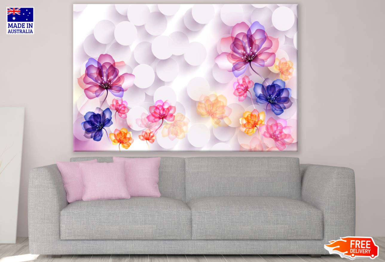 Colorful Flowers 3D Circle Design Print 100% Australian Made