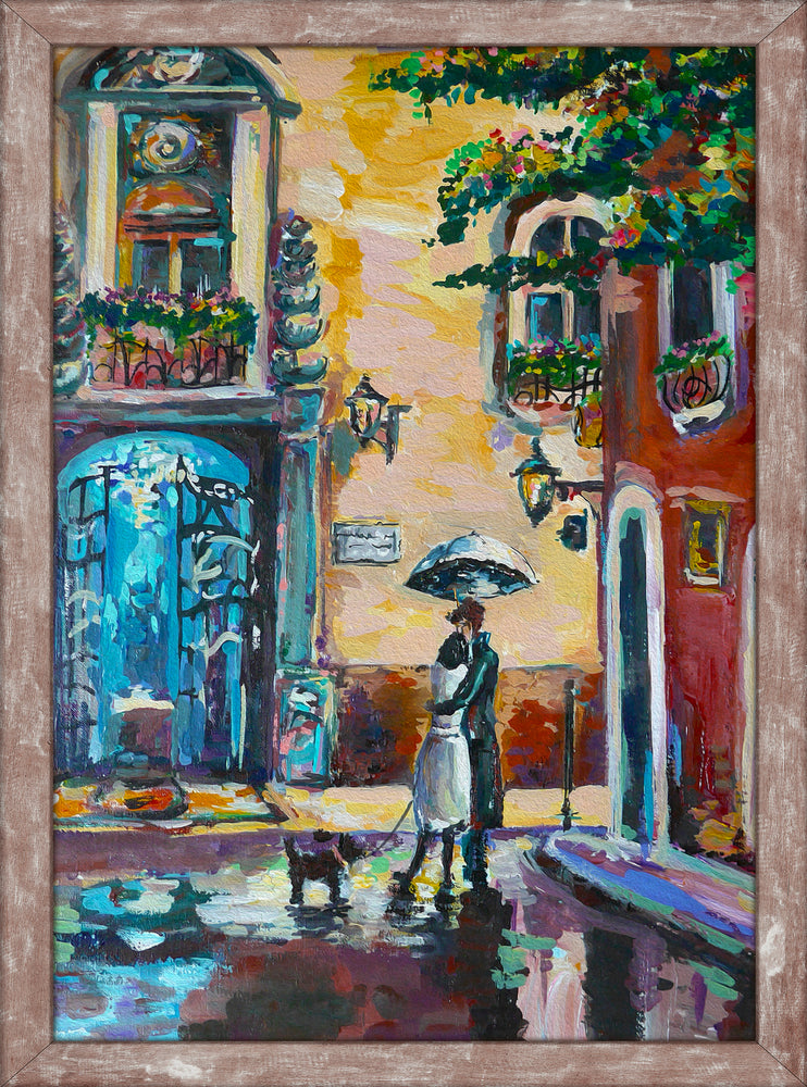 Couple in Street Oil Painting Home Decor Premium Quality Poster Print Choose Your Sizes