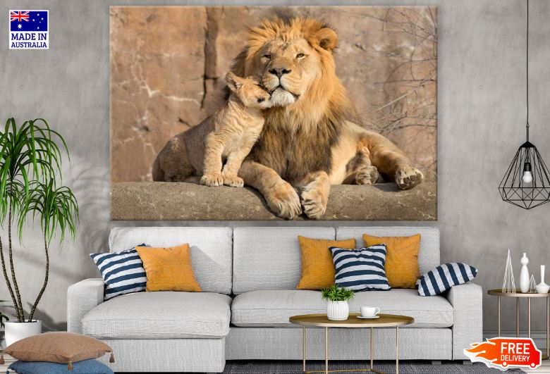 Lion & Cub Portrait Photograph Print 100% Australian Made