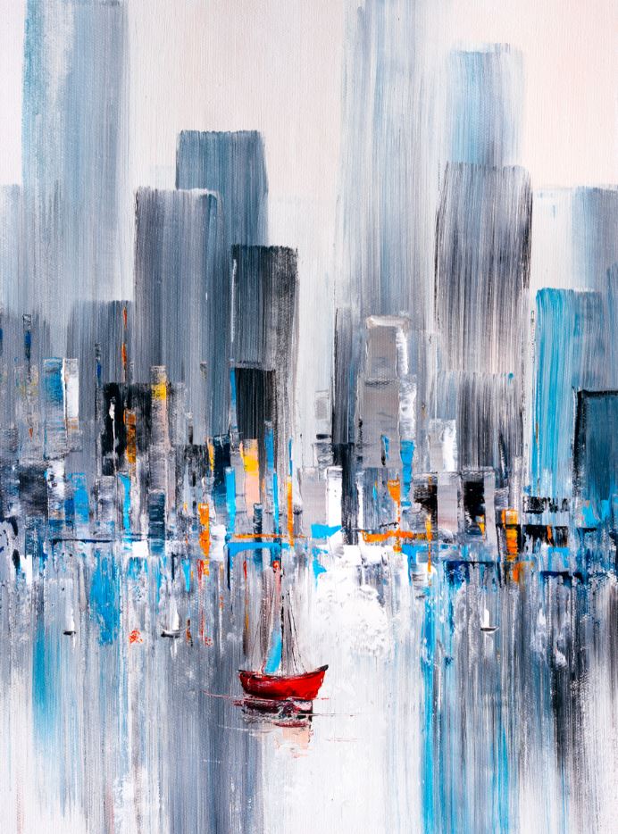 Boat & City Watercolor Painting Print 100% Australian Made