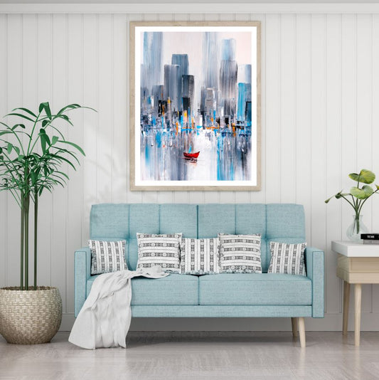 Boat & City Watercolor Painting Home Decor Premium Quality Poster Print Choose Your Sizes