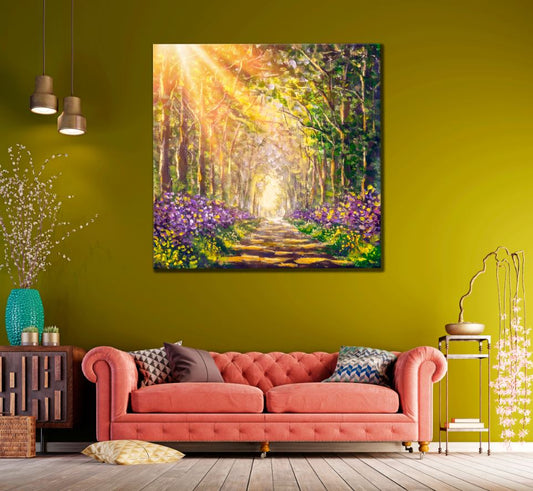 Square Canvas Forest Oil Painting High Quality Print 100% Australian Made