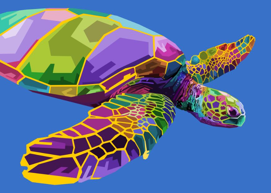 Colorful Abstract Turtle Design Print 100% Australian Made