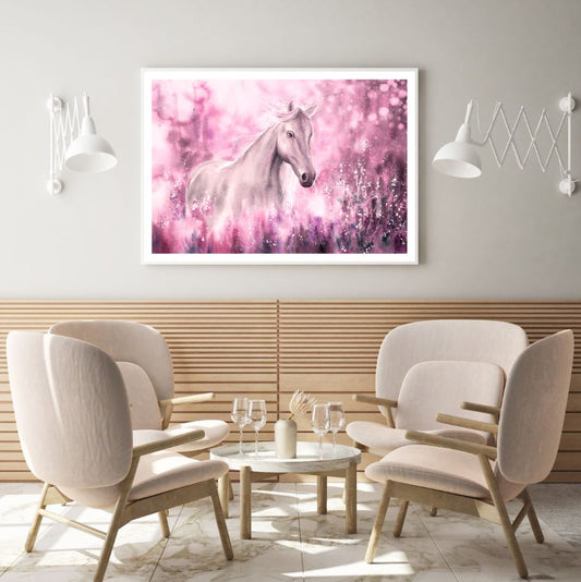 Horse in Flower Field Painting Home Decor Premium Quality Poster Print Choose Your Sizes