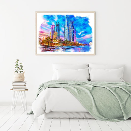 City Abstract Watercolor Painting Home Decor Premium Quality Poster Print Choose Your Sizes