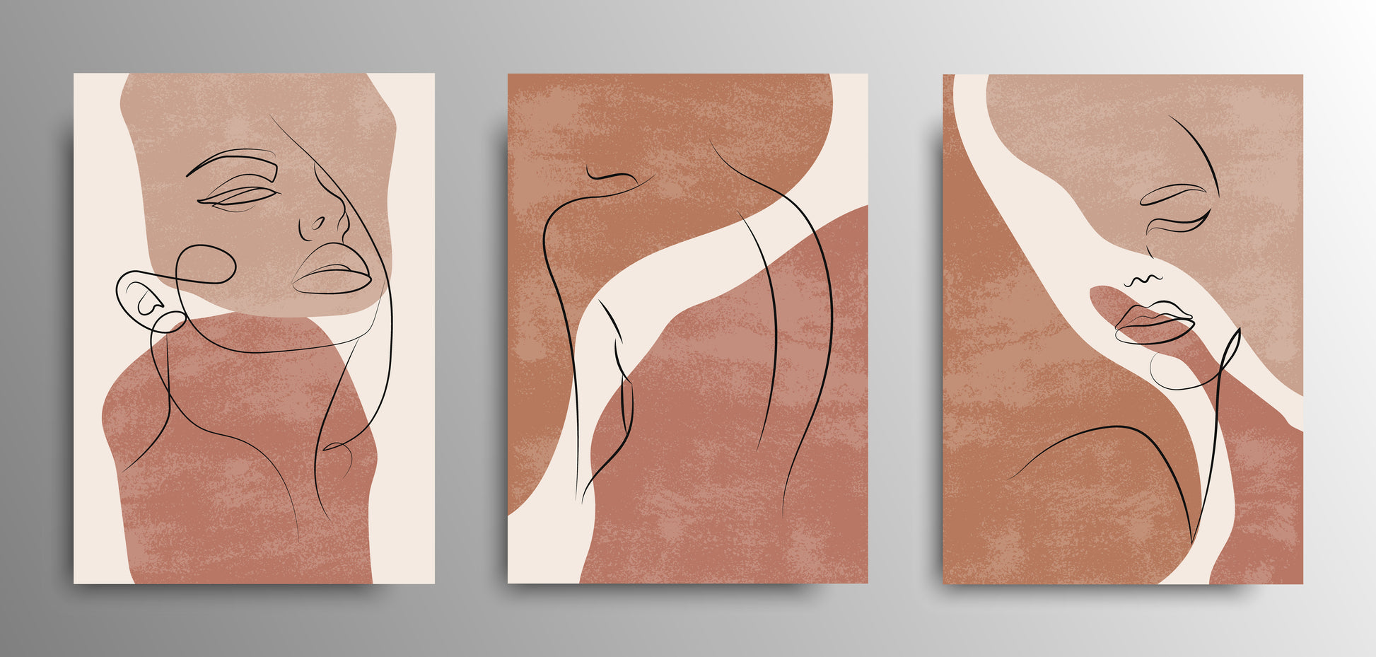 Set of Women Face Line Art Design High Quality Print 100% Australian Made Wall Canvas Ready to Hang