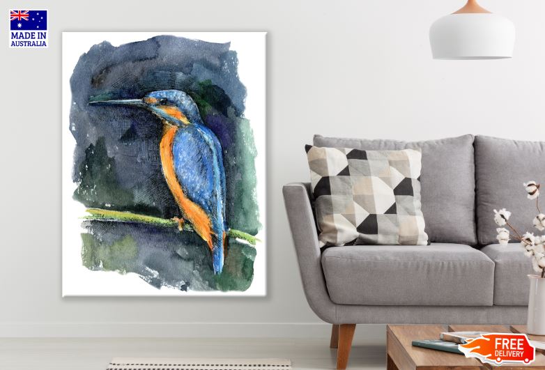 Kingfisher Bird Watercolor Painting Print 100% Australian Made
