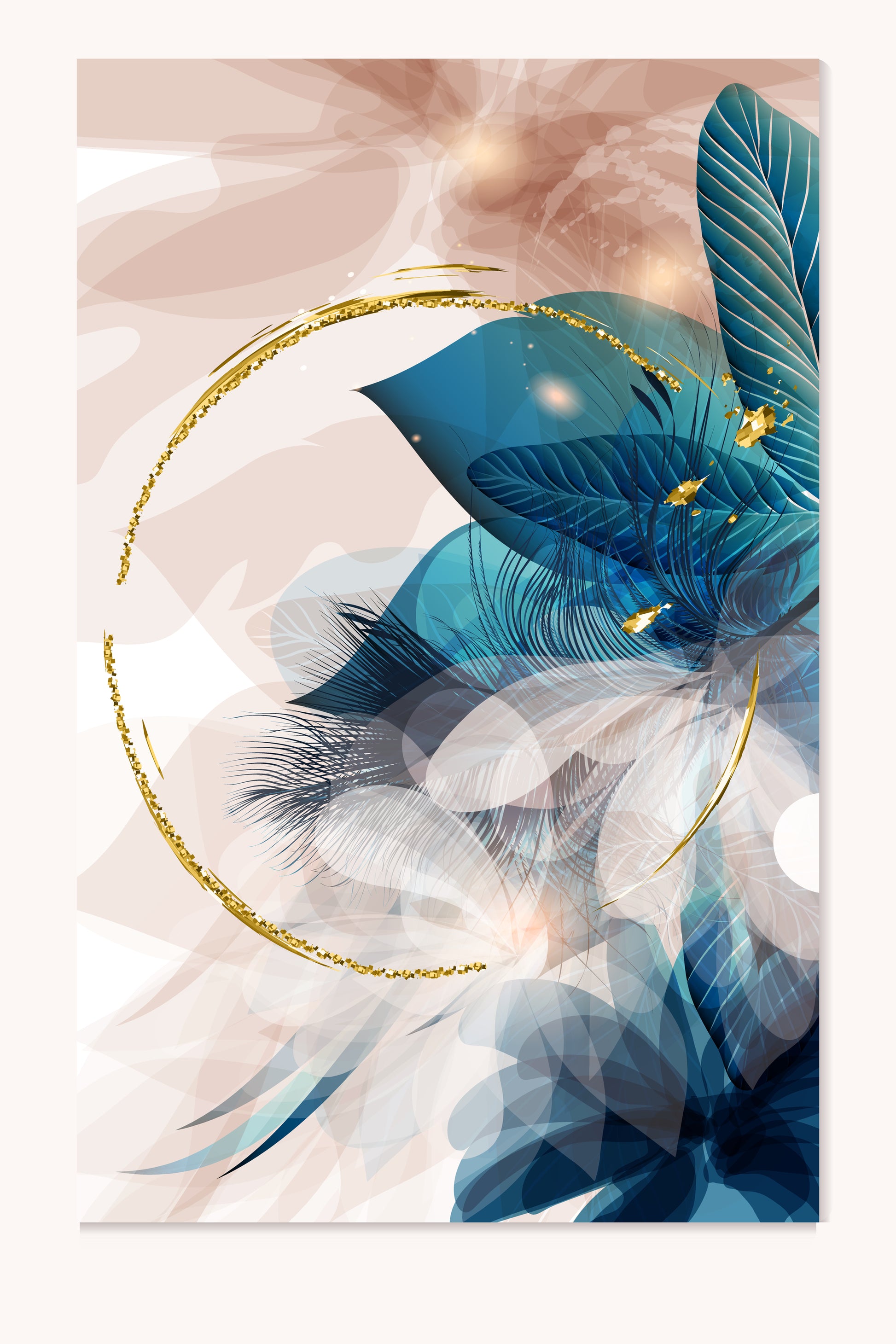 Abstract Gold Blue Visual Art Design Print 100% Australian Made