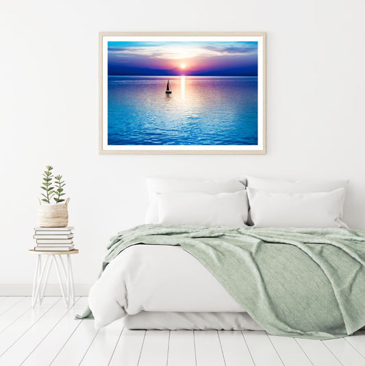 Boat on Sea Scenery Photograph Home Decor Premium Quality Poster Print Choose Your Sizes