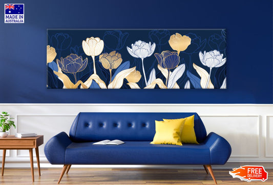 Panoramic Canvas Floral Abstract Art High Quality 100% Australian Made Wall Canvas Print Ready to Hang