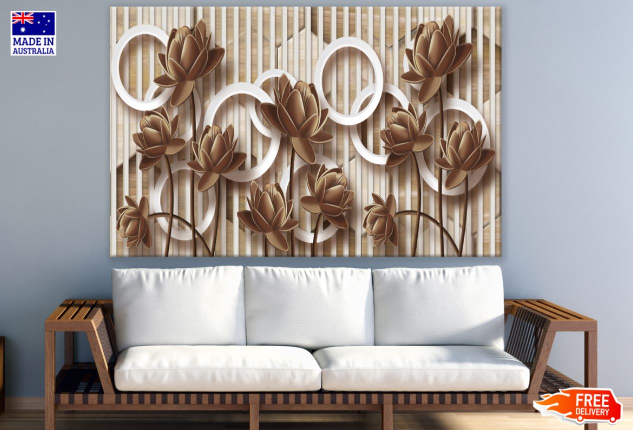 Lotus Flowers Abstract 3D Design Print 100% Australian Made