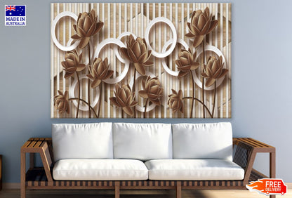 Lotus Flowers Abstract 3D Design Print 100% Australian Made