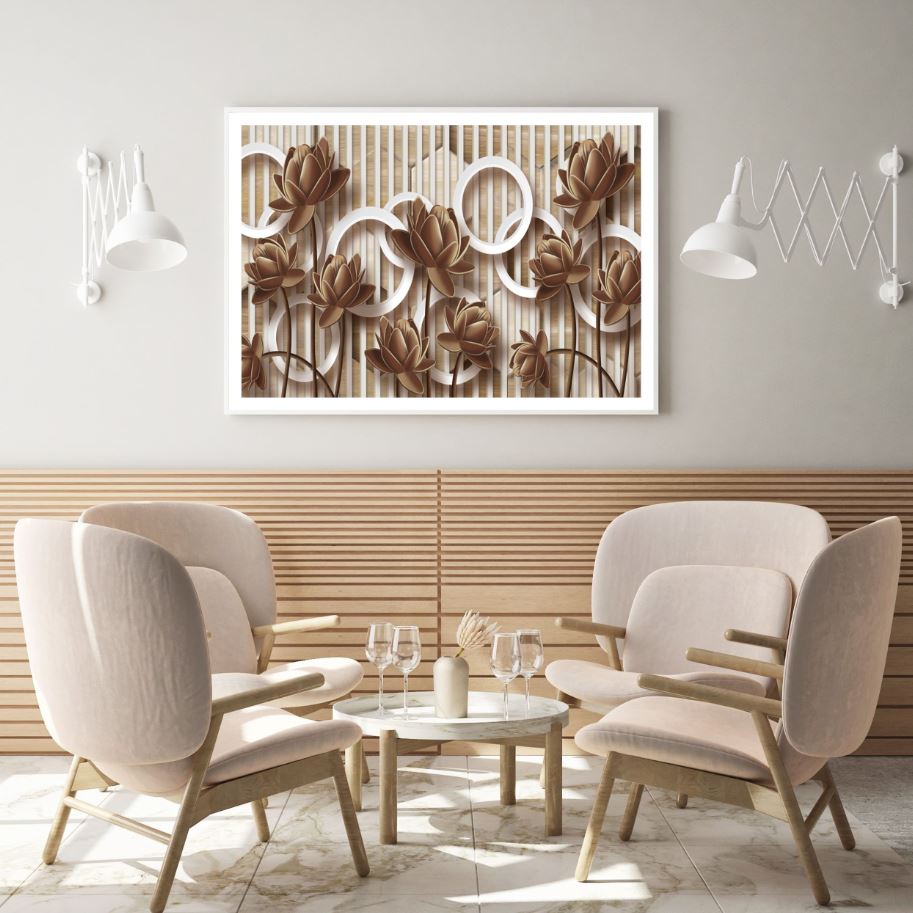 Lotus Flowers Abstract 3D Design Home Decor Premium Quality Poster Print Choose Your Sizes