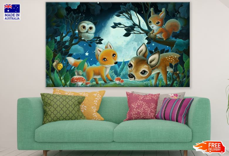 Baby Animals in Jungle Digital Painting Print 100% Australian Made