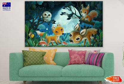 Baby Animals in Jungle Digital Painting Print 100% Australian Made