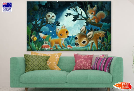 Baby Animals in Jungle Digital Painting Print 100% Australian Made